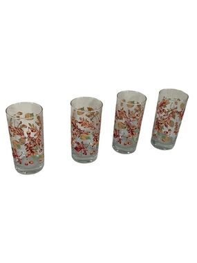 Vintage Greenbriar Fall Autumn Leaves 4 Glasses Tumblers